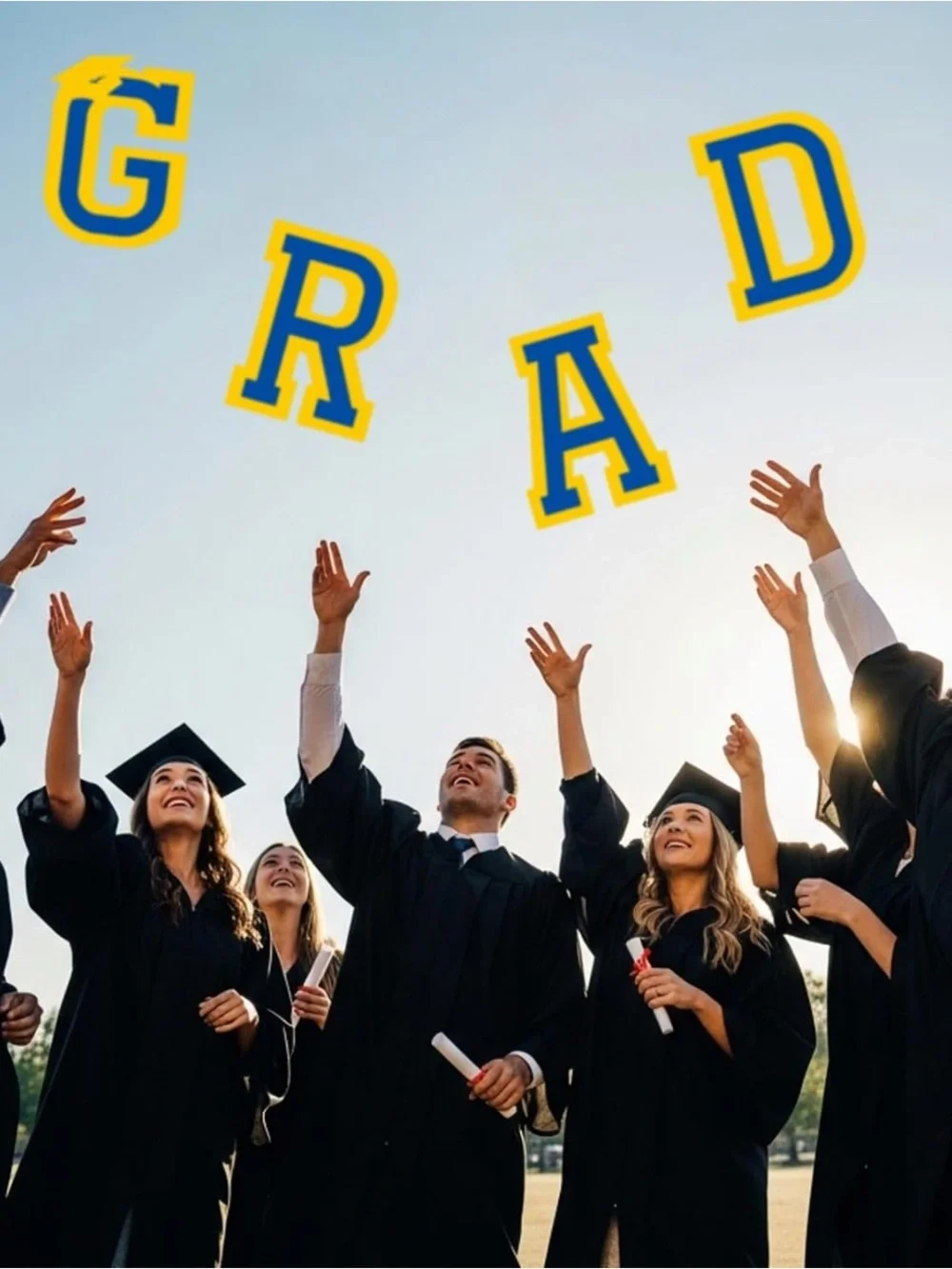 Graduation Yard Sign Set - Blue & Yellow 2026 GRAD